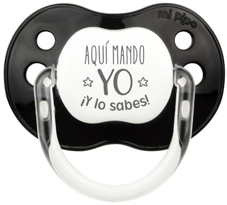 Mi Pipo - Chupete Personalizado Divertido Classic | Chupete Bebe, Variedad de Tetinas | Personalizado con Frase, Suave, Cómodo | Seguro, Libre BPA, Fácil de Limpiar | Color Negro