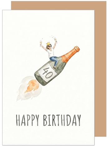 Edition Seidel Premium Glückwunschkarte zum 40. Geburtstag mit Umschlag. Karte Grußkarte Geburtstagskarte Happy Birthday Englisch Frau Freundin Kollegin Champagner Party Zahl (G4143 SW026)