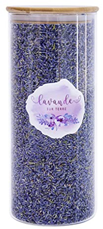 D'vine Dev 8 Cups Ultra- Grade Culinary Lavender In Large Glass Bottle - Highland Grow Dried Lavender Flower Buds With Easy Resealable Huge Glass Bottle - French Lavender - Huge Glass Bottle