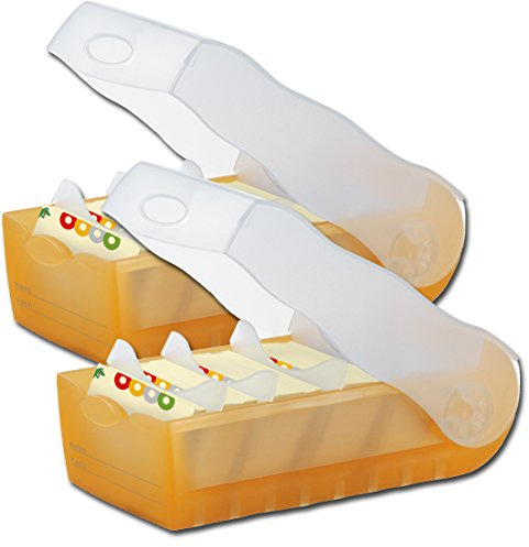 HAN Lernkarteibox CROCO A7 quer, für bis zu 900 Karten, inkl. 100 Karten und 5 Stützplatten (A8, orange, 2)