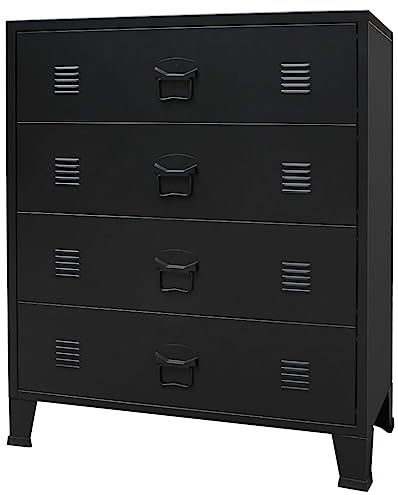 vidaXL Schubladenschrank Metall Industrie-Stil Schwarz Kommode Sideboard