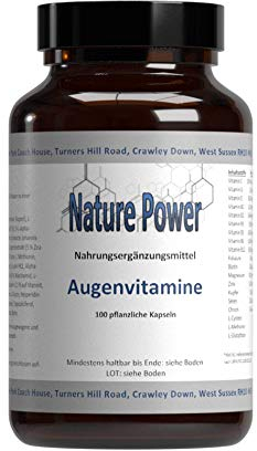 Augenvitamine - für den Erhalt normaler Sehkraft - ohne Zusatzstoffe - 100 Kapseln im Braunglas - gentechnikfrei und für Vegetarier geeignet - von Nature Power