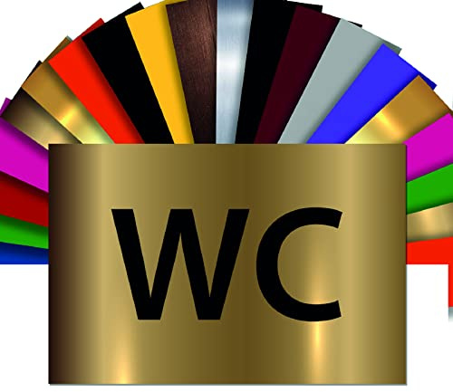 WC-Toiletten-Schild – Selbstklebende PVC-Türschild 10 x 15 cm – 21 Farben verfügbar (Mattgold)