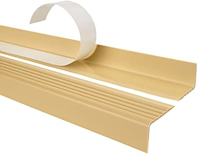 Quest Perfil autoadhesivo para bordes de escaleras 40x25mm ND – Protector antideslizante de PVC – Crema, 150cm