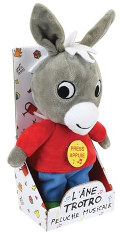 JEMINI | Peluche Trotro Musicale | 28 Cm | Chante le Générique de la Série TV | Licence Officielle | Finition Douce | Jouets D'Éveil Premier Age |Gamme Ane Trotro |Idée Cadeau Enfant Dès la Naissance