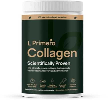 L Primero Collagen Peptides Powder Supplement for Men & Women 400g, Grass-fed, Hydrolysed Unflavoured Bovine Bioactive Collagen Protein, Fast Absorption, High Strength, Antiaging, Keto, Halal & Kosher