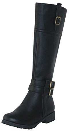 Stivali da Donna Alti sopra Ginocchio Lacci Tacco Stivali Donna Scarpe con Tacco Alto e Punta Tonda Moda Fibbia per Cintura Casual High-Tube (40,Nero)