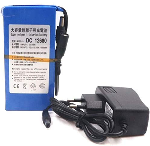 Batería de litio recargable para adaptador de batería de 12 V, gran capacidad, 6800 mAh DC12680