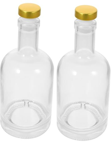 Cabilock 2piezas Botella De Vidrio Para Vino y Licor Unidades Boca Ancha Fácil De Limpiar