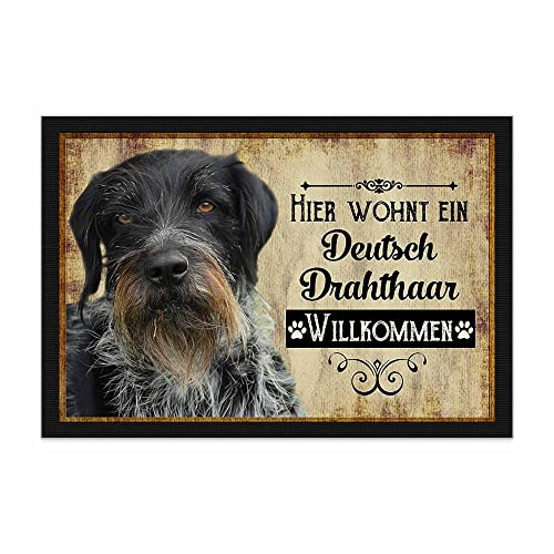 Print Royal Fußmatte Haustiere mit Hundebild Deutsch Drahthaar - Geschenkidee für Hundefreunde und Hundebesitzer - Größe 75 x 50 cm