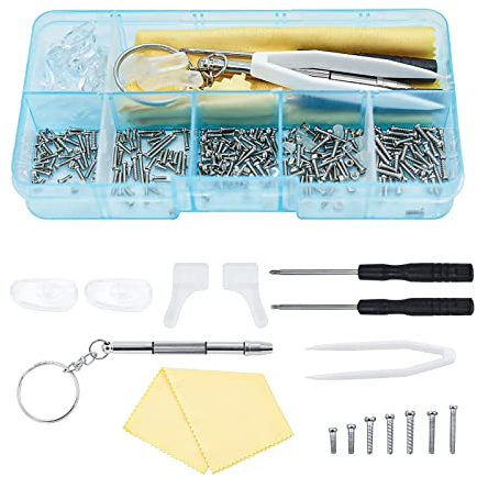 LUXUU Kit Riparazione Occhiali, Viti per Occhiali Kit Set Cacciaviti Viti per Occhiali Micro Dadi Pinzette Mini Cacciavite per Occhiali Orologi Cellulare Occhiali da Sole