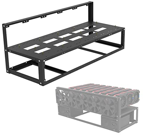 PW TOOLS Mining Case Rig mit 8 GPU-Steckplätzen, stapelbarer, vormontierter Open-Air-Rahmen, Edelstahl-Mining-Hardware, Expert Crypto Mining Rack für Crypto Coin-Währung, einfach zu bedienen