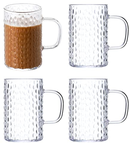 Hawnn Coffee Mugs Set of 4, Unbreakable Clear Coffee Mugs with Handle, 16 Ounce Reusable Plastic, Dishwasher Safe