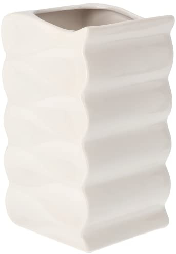 KOTARBAU® Blumentopf Blumenvase aus Keramik Meereswellen Glasiert 26 cm Weiß