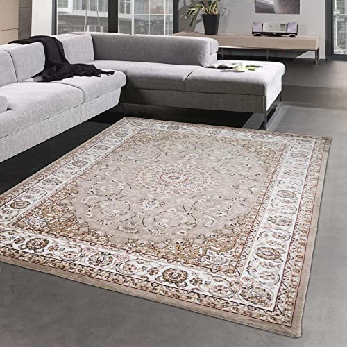 CARPETIA Eleganter Orientteppich mit wunderschönen Verzierungen | Oeko-TEX | in beige Größe 120x170 cm