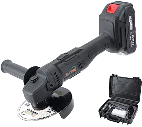 KATSU FIT-BAT 21V Akku Winkelschleifer 115mm 125mm mit Akku und Ladegerät, zum Schneiden, Schleifen, Polieren und Schärfen 102603