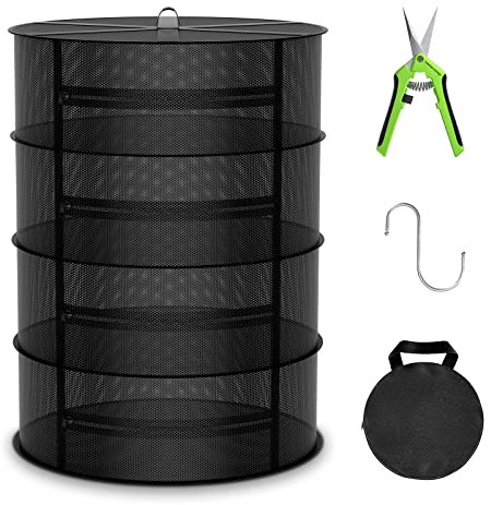 MARS HYDRO Estante de secado de hierbas, Escurridor, 2 pies, 4 capas de malla para colgar plantas con cremallera, estante de secado para tienda de cultivo para hierbas, flores, semillas