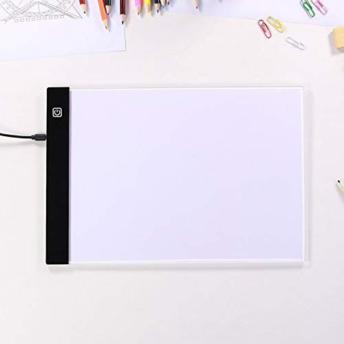 OHMG 4 mm Leuchttafel A4 Zeichnung, Leuchttisch, ultradünn, mit verstellbarer Helligkeit, LED, Zeichenbrett, Handzeichnung, Diamantmalerei, mit USB-Kabel zum Zeichnen