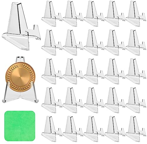 Furuising 26Pcs Mini Acrylic Trading Card Stand, Anti-slip Card Stands for Display, Multifunctional Tcg Stand Free Standing for Easel, Medals, Coins Holder, Watches, Photos, Handicrafts, Collectibles