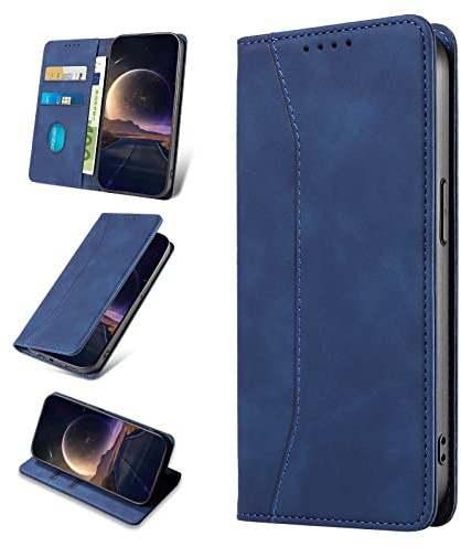 KANVOOS Handyhülle für iPhone 13 Pro Max Hülle, Premium PU Leder Flip Klappbar Stoßfeste Schutzhülle [Kartenfächern], Wallet Case Hülle für iPhone 13 Pro Max (Blau)