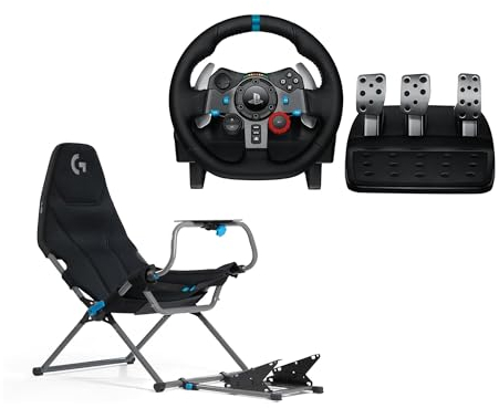 Logitech G G29 Driving Force Volant de Course avec Pédales,Palettes Volant en Acier Inoxydable, Rotation à 900°,Prise EU, PS5, PS4, PC, Mac - Noir+Playseat Challenge G