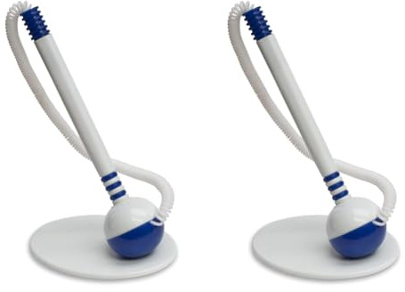 OFFICER PRODUCTS Kugelschreiber mit Teleschnur Basic/Schreibfarbe Blau/Kugelschreiberständer/Selbstklebend/Farbe: blau-weiß, 1 Stück (2er Pack)