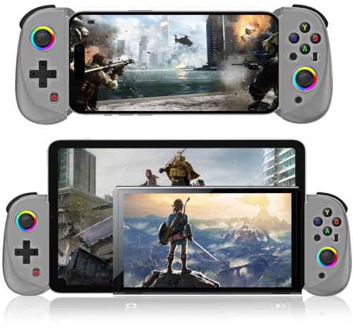 arVin Mobile Gaming Controller für iPad/Tablet[Innerhalb 5-10] Phone Game Controller für iPhone/Android mit RGB Hall Effekt Joystick/Turbo/6-Achsen Gyro/Vibration/Support Streaming auf Xbox/PS4/PC