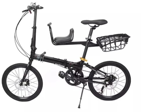Kcolic 20 Zoll Faltrad, 7 Gang Leichtgewicht-Aluminium-Faltrad Mit Kindersitz, Bequem Verstellbares City Fahrrad, Aluminiumrahmen, Outdoor Reiserad D,20inch