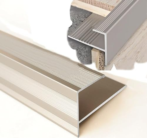 NILZA Laminat Treppenkantenprofil Einfasshöhe 15 Mm Treppenprofil F-Form Winkelprofil Aluminium Treppenkante rutschfeste Treppenstufe (Color : B, Size : 5PCS-L90cmxH1.8cm)