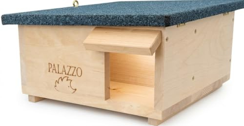 Dokkodo Igelhaus wetterfest aus Holz – Igelhotel & Winterquartier mit Labyrinth-Eingang – Sicherer Unterschlupf für Garten, 47 × 45 × 26 cm Palazzo