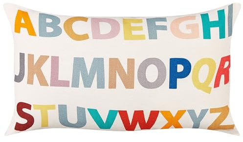 Beliani Dekokissen Baumwolle bunt Alphabet für Kinderzimmer 45 x 45 cm Asarum
