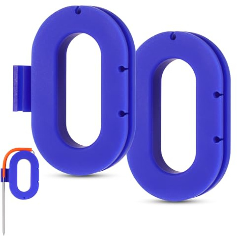 2pcs Silicone Meat Probe Organizer, Magnetic Temperature Probe Spool Meat Probe Winder Meat Thermometer Probe Holder BBQ Grill Accessories for Wrapping Wire to Store (Blue)