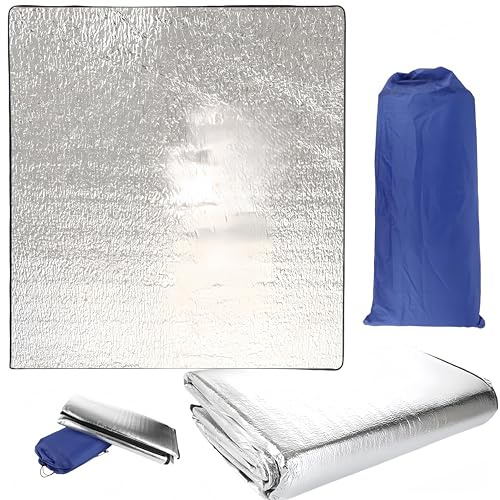 HJYDGJ Tapis de Camping en Film d'Aluminium - Ultra Léger, Pliable, Isolation Thermique - Couverture Isolante pour Tente 200 × 200