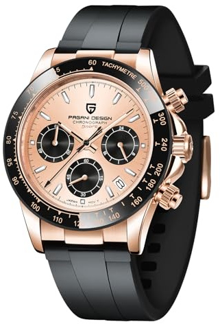 Pagani Design Herrenuhr VK63 Uhrwerk Daytona Chronograph Herren Hommage Quarz Uhr Keramik Lünette Edelstahl Sport Gummiband wasserdichte Taucheruhren Herren