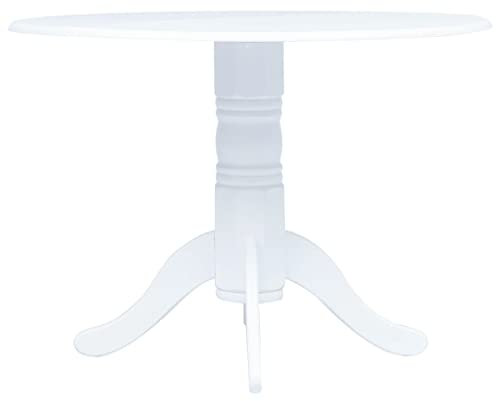 CIADAZ Esstisch, Esszimmertisch, Baumkantentisch, Dining Tables, Esszimmermöbel, Küchentisch, Weiß 106 cm Gummiholz Massiv