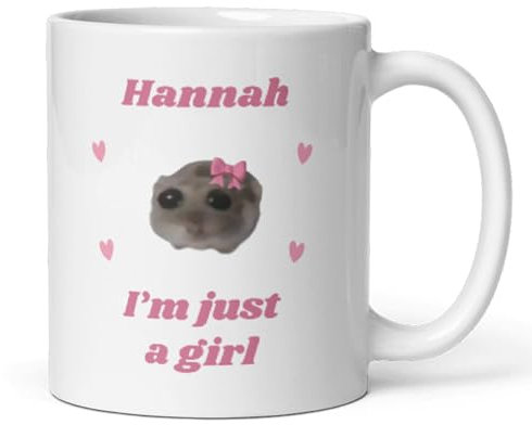 Confidently Quirky - Personalised I'm Just A Girl Sad Hamster White Mug, Custom I'm Just A Girl Mug, Sad Hamster Viral Meme Tiktok Mug
