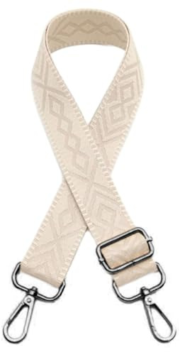 Whakano Verstellbar Schultergurt für Taschen Unisex Ersatz Taschengurt Breit 3,8CM einfarbig Umhängegurt,Längenverstellbarer 75-130cm,Taschengurte zum Wechseln,Taschen Zubehör,Schwarz Schnalle,Beige