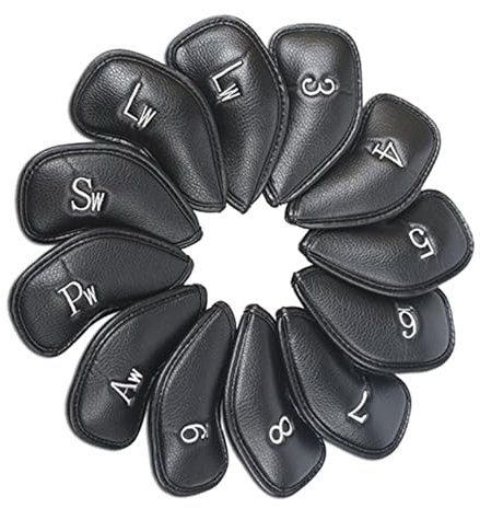 WASTEBIN 12 Stück PU Golfschläger Kopfbedeckungen Aus Eisen Imprägniert Golfschläger Kopfbezüge Putter Schutz Golfschläger Headcover Schutzhüllen