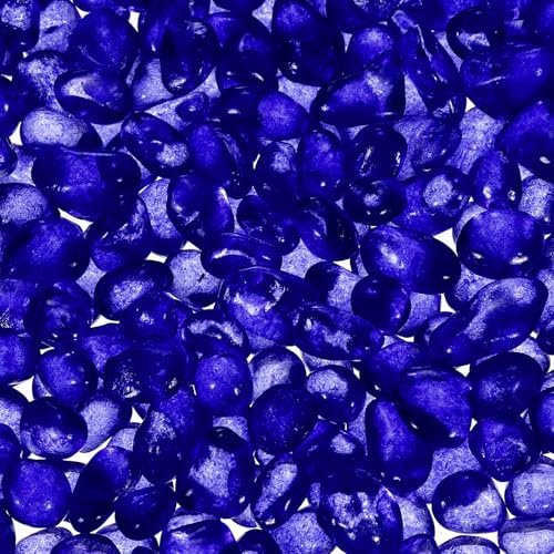 sourcing map Glass Stones, 907g/2 lbs Glass Pebbles Marbles Artificial Beads Gem Stones for Display Vase Filler Terrarium Flowerpot Decoration (5-9 MM, Dark Blue)