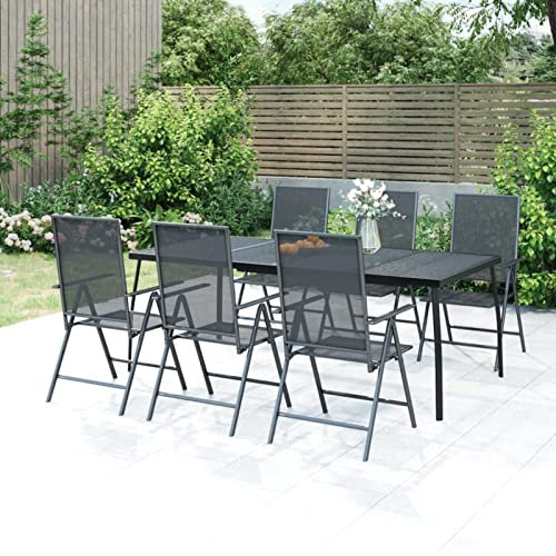 Xichuzi Gartentisch, Tisch Garten, Balkontisch, Mehrzwecktisch, Buffettisch, Biertisch, Bierzelttisch, Flohmarkttisch, Anthrazit 200x100x72 cm Stahlgitter