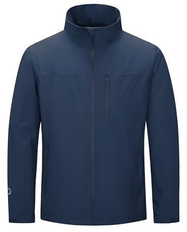 Utomhus Ventures vattentät jacka herr fleecefodrad övergångsjacka mellanlager segeljacka, softshelljacka, sportjacka för vandring, camping, fiske, Djupblå, M