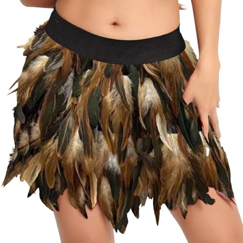 Tüllrock Ballettkleidung Damen Rock Klassisch Federrock Halbkörper Rock Damen Tütü Klassisch Minirock Sexy Bühnenkostüm Tutu Ballkleid (Khaki, XL)