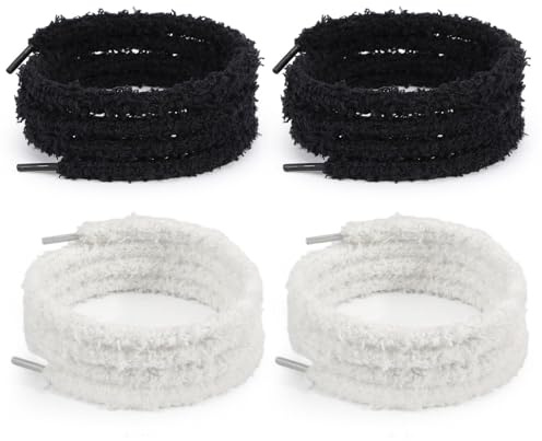 SLEEKEE 4 Lacets En Peluche Flocon De Neige Élastiques et Remplaçables, 120 Cm De Long Pour Baskets Et Chaussures En Toile