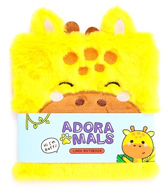 Puckator Adoramals Raffi the Giraffe Plush Fluffies Notebook - School Teacher Student Homework Study Planner Notepad Collage University Essentials Journals Planners Jotter Uni Gifts Supplies