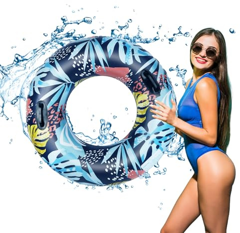 Schwimmring Erwachsene Groß- Aufblasbarer Schwimmring Schwimmreifen mit Griffen, Pool Schwimmring für Erwachsene, Sommer Wasser Pool Floating Ring für Schwimmbad Wasser Outdoor Spielzeug Party Zubehör