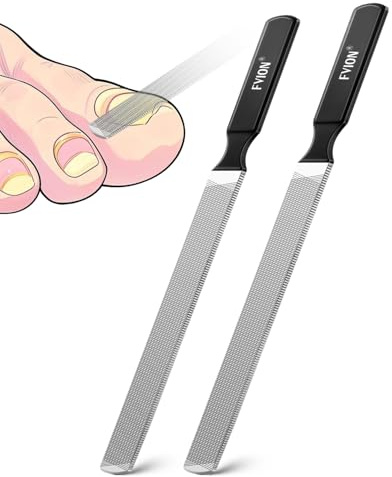 FVION 2 PCS Stainless Steel Double-Sided Long Nail File for Thick Nails – Professional Toenail File, Durable and Efficient Nail Care Tool Ideal for Manicure Or Pedicure