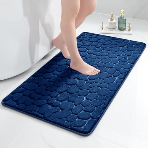 chakme Badmatta minnesskum badmatta minnesskum duschmatta absorberande badrumsmatta duschmatta dekoration golvmatta halkfri matta för badrum vardagsrum 60 x 120 cm, mörkblå