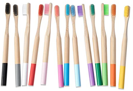 PERSELOSO 4 Stück Bambuszahnbürsten Für Erwachsene Softborsten Ergonomischer Rutschfester Griff Gelb Biologisch Abbaubar Reise Und Heimgebrauch