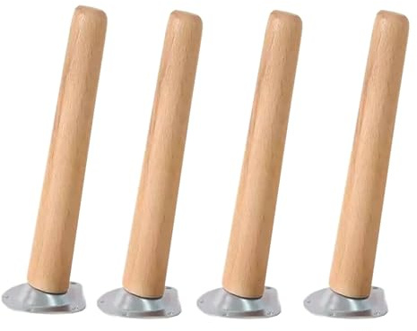 Set mit 4 konischen Holzbeinen für Möbel, massive Eiche, Ersatz-Tischbeine mit Montageplatten (5 cm x 30 cm), moderner Stil, robust und stilvoll