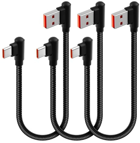 3 Stück USB-C-Kabel Rechtwinklig 30cm, USB C Stecker 90° Gewinkelt - Kurzes 30cm A auf C Tragbares Ladekabel Nylon Geflochtenes USB auf USBC Kabel für Huawei P40 Honor Galaxy S10 S9 Pixel